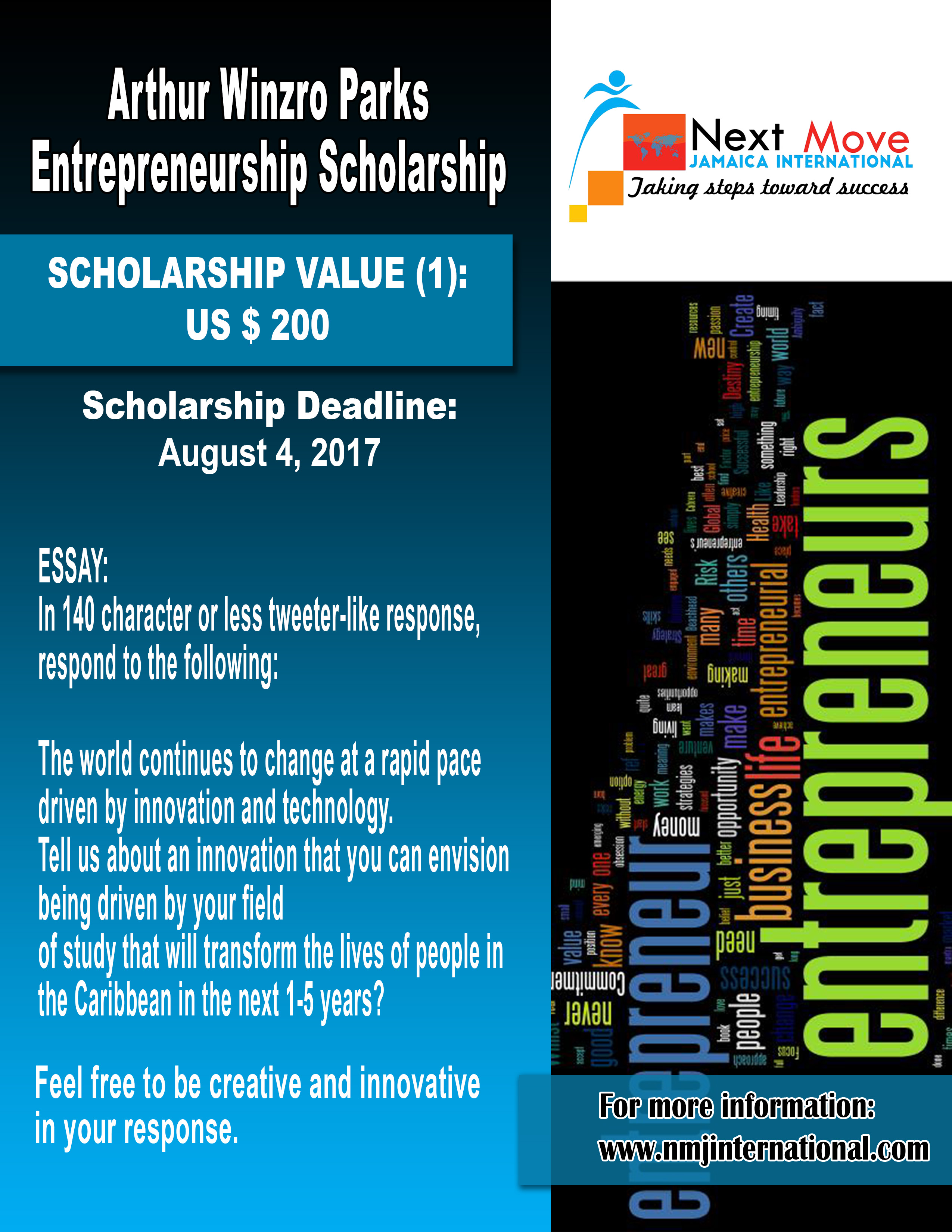 Arthur Winzro Parks Entrepreneurship Scholarship