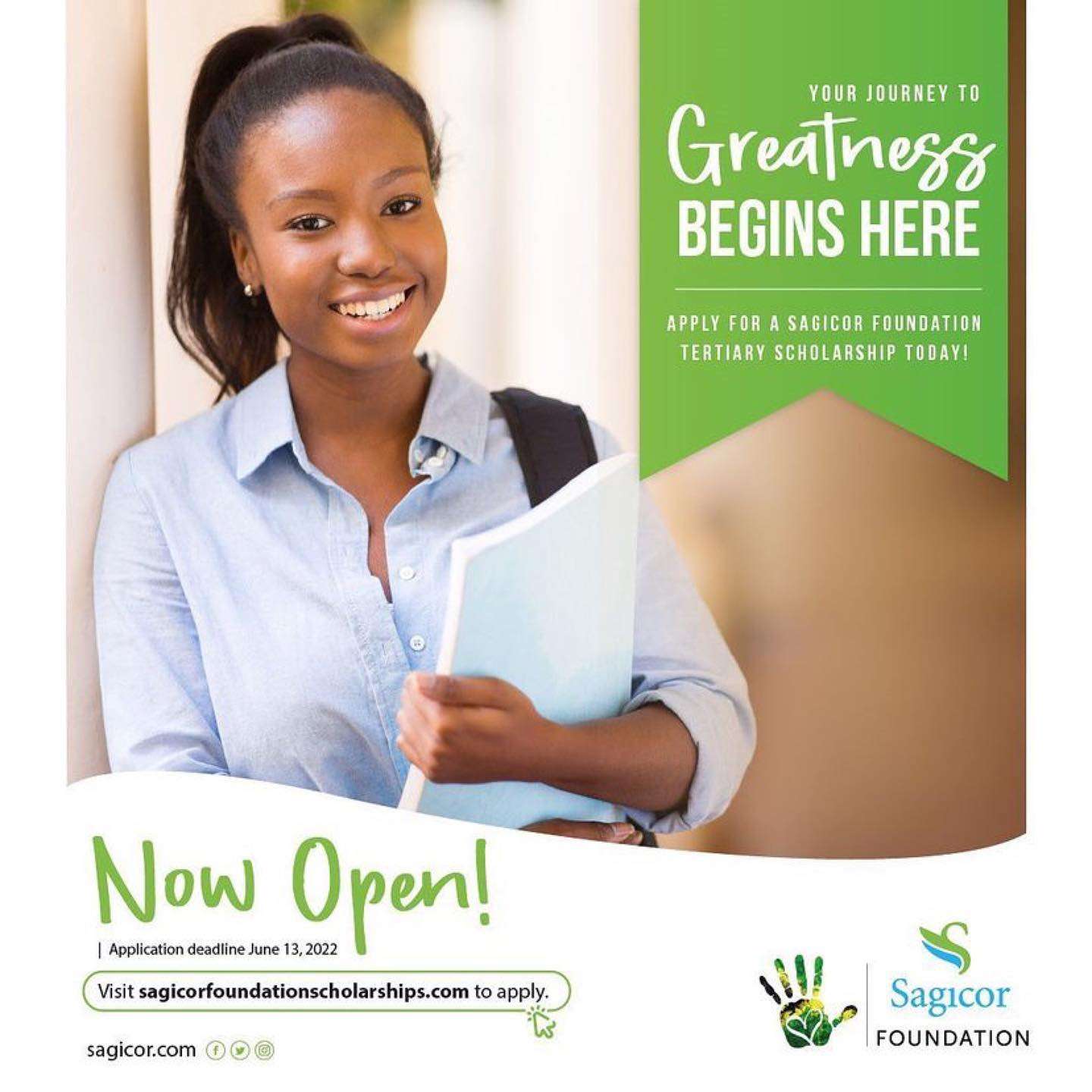 The Sagicor Foundation scholarship is inviting applicants to apply for their annual tertiary scholarships by June 13. There are at least seven (7) full scholarships valued at J$250,000 per year for up to four (4) years open to qualified students at the CMU, UWI, NCU, UCC, UTech, and EMCVPA. 
