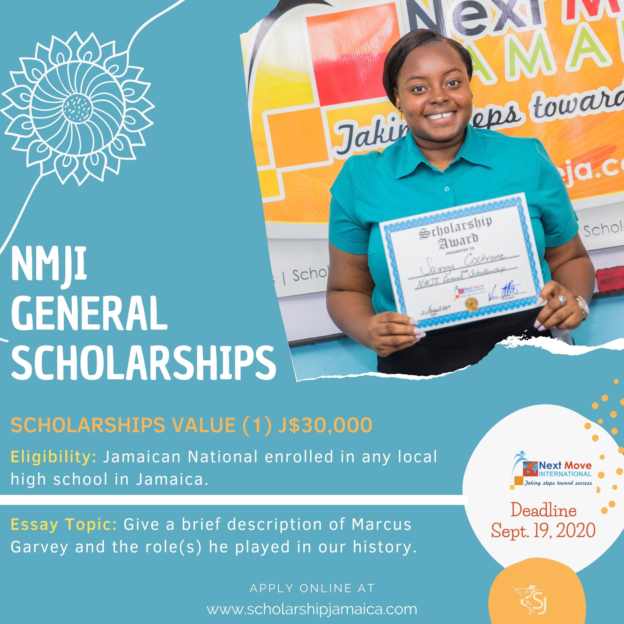 Apply for the Next Move Jamaica International (NMJI) General Scholarships for enrolled high school or community college students in Jamaica.