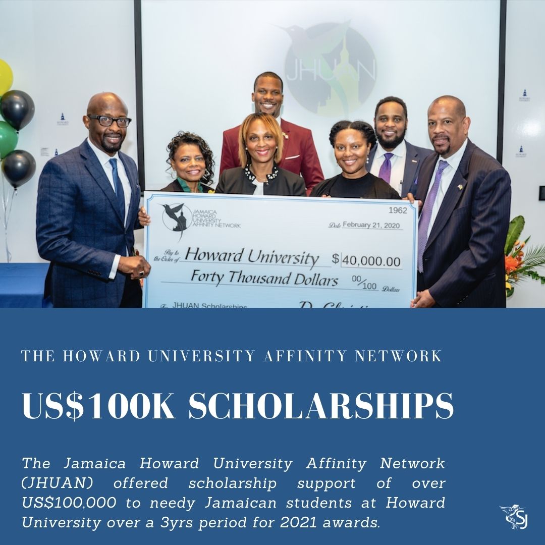 Jamaica Howard University Affinity Network (JHUAN) offered scholarship support of US$100,000 to needy Jamaican students at Howard University over a 3yrs period