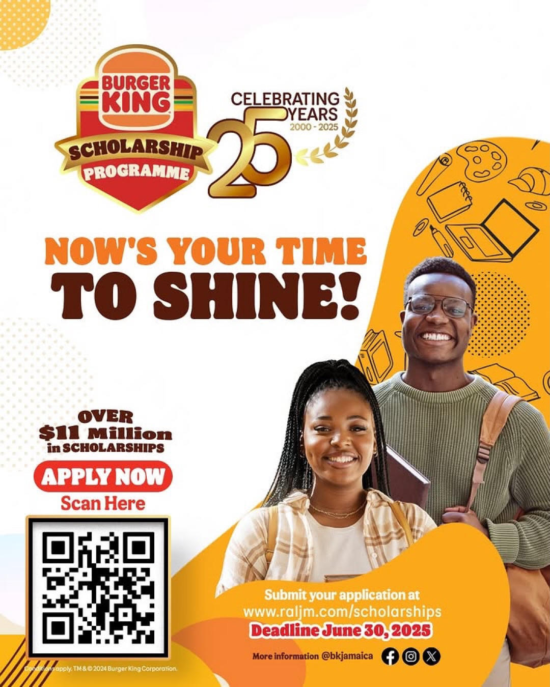The Burger King Jamaica National Scholarship Programme for primary, secondary and tertiary students. All applications will be closed June 30, 2025. Tertiary scholarships are open to ALL LOCAL University or College!