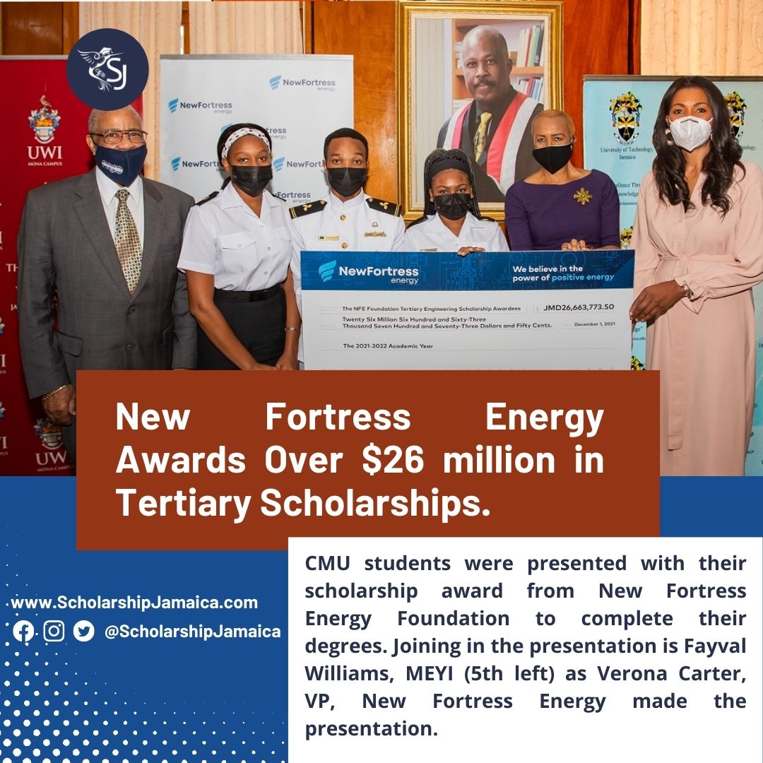 New Fortress Energy Foundation awarded over $26.5 million in tertiary scholarships to 50 outstanding students of the UWI, CMU & UTECH.
