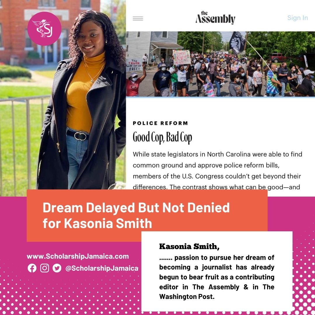 Kasonia Smith passion to pursue her dream of becoming a journalist has already begun to bear fruit as a contributing editor in The Assembly & in The Washington Post.