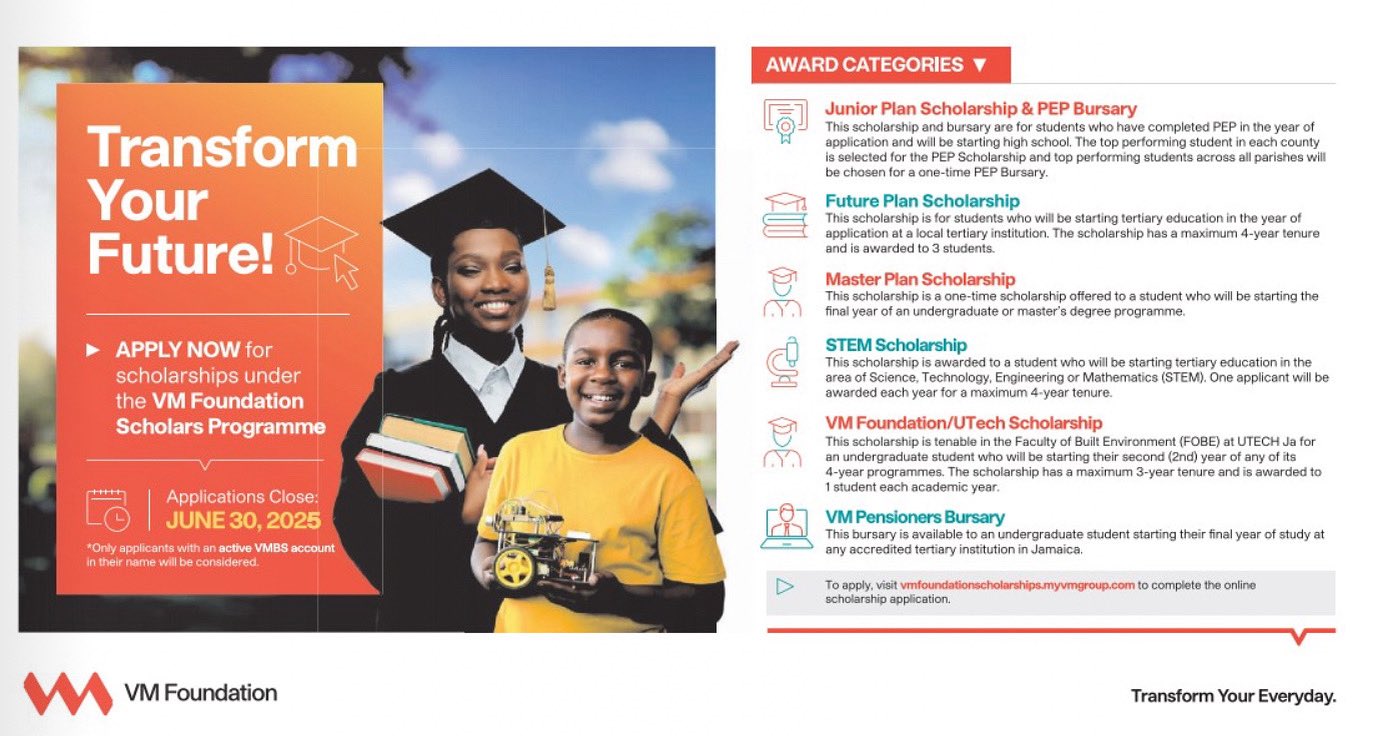 Apply for the VM Foundation full scholarship programmes. PEP Bursary, STEM Head Start first year students, VMBS Master Plan Masters final year and VM Future Plan Head Start First year Scholarships