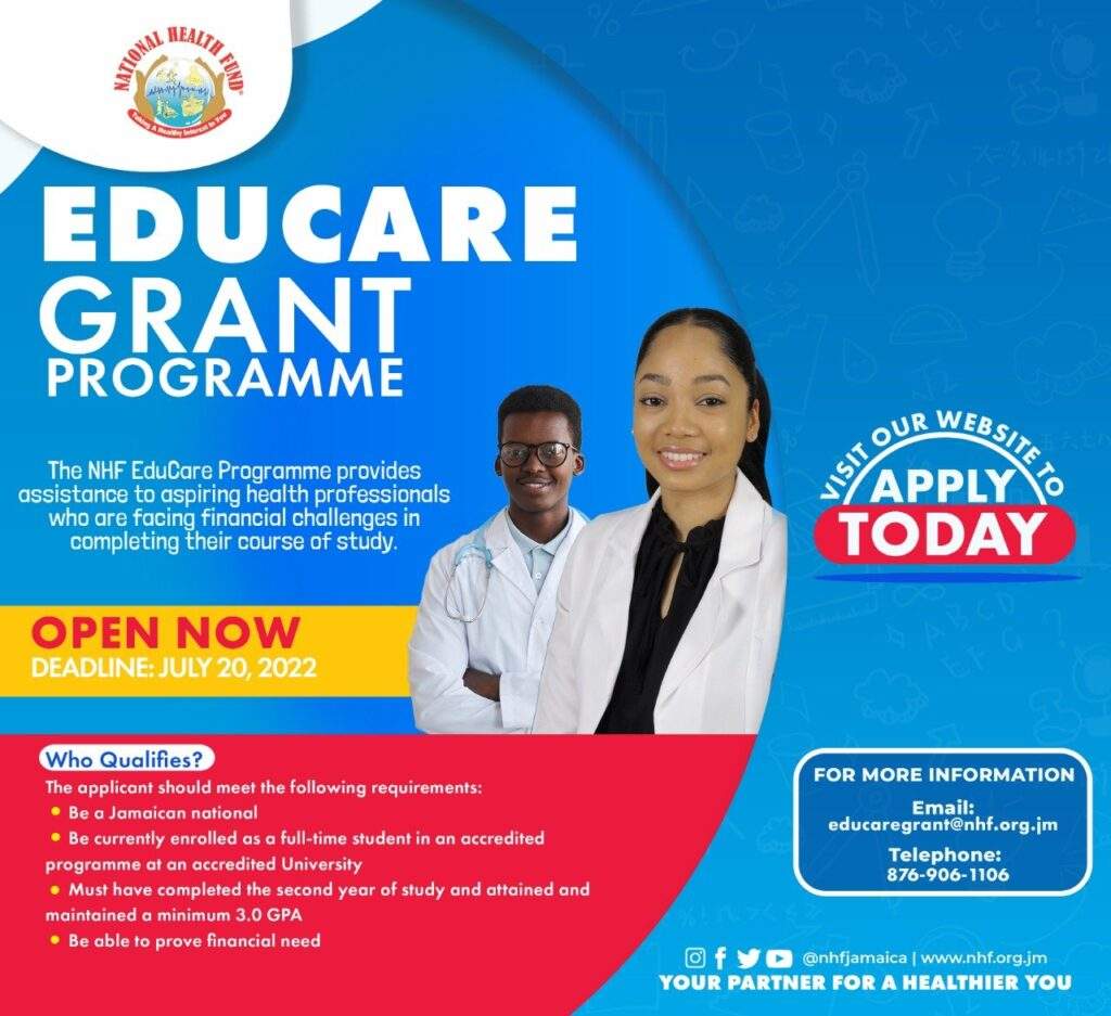 The National Health Fund EduCare Grant Programme provides assistance to students currently enrolled in a degree programme relating to the delivery of health care.