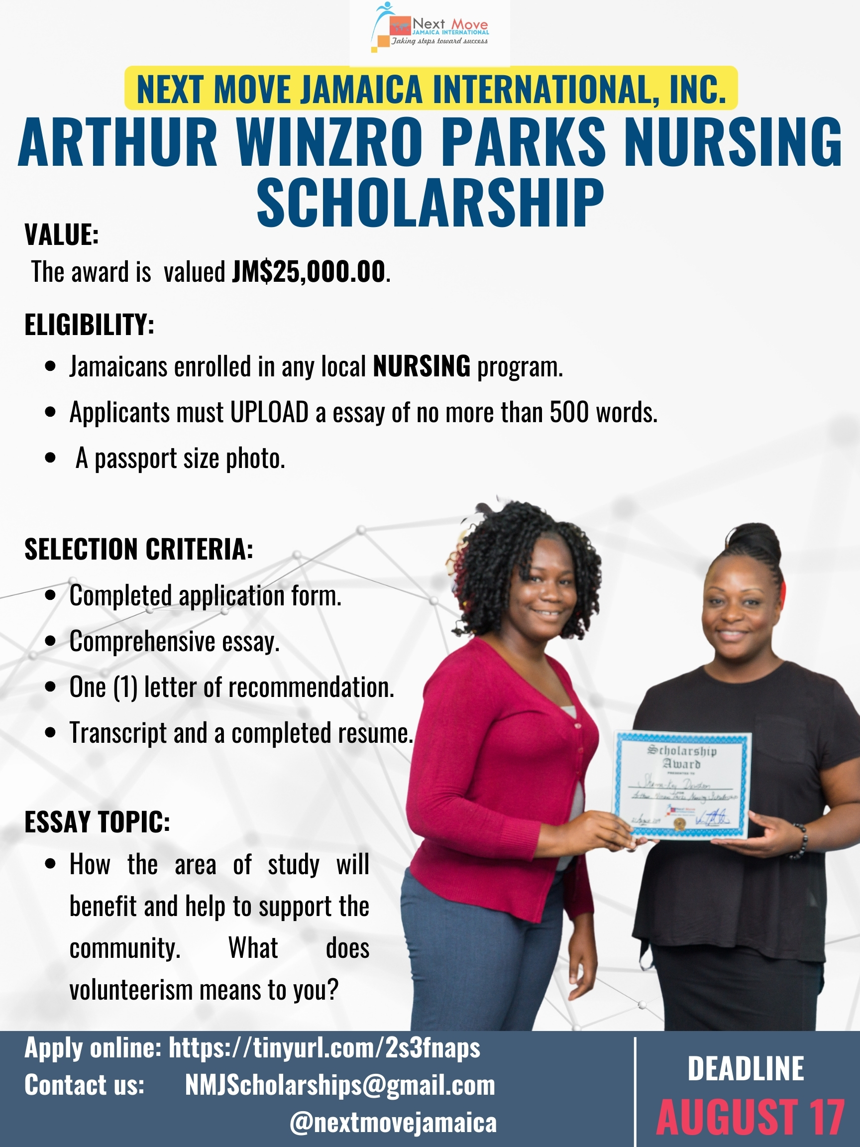 Apply for the 2024 Arthur Winzro Parks Nursing Scholarships. The awards are available to all local students enrolled in a nursing programme.