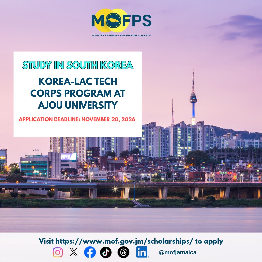 Study in South Korea with fully funded Korea-LAC Tech Corps scholarships for Jamaican public servants. Explore eligibility and apply by November 20, 2026.